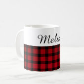 国のシックで赤く黒い格子縞の名前をカスタムする コーヒーマグカップ (正面左)