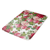 国のシックなピンクの赤い緑のヴィンテージの花柄 バスマット (アングル)