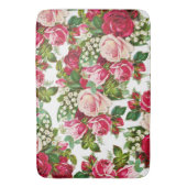 国のシックなピンクの赤い緑のヴィンテージの花柄 バスマット (正面縦)