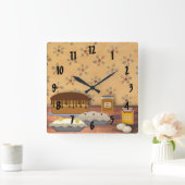 国のデザートの柱時計 スクエア壁時計 (ホーム)