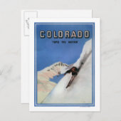 国のトップ – スキーの宣伝ポスター ポストカード (正面/裏面)