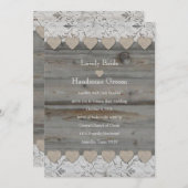 国のハートのレース木2側面の結婚式招待状 招待状 (正面/裏面)