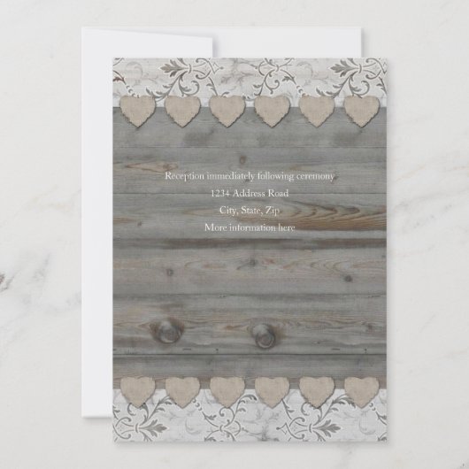 国のハートのレース木2側面の結婚式招待状 招待状 (裏面)