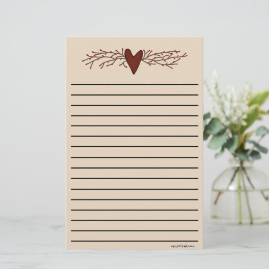 国のハート太い線のひな形 便箋 (スタンド正面)