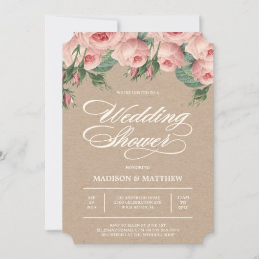 国のバラ|のブライダルシャワーの招待状 招待状 (正面)