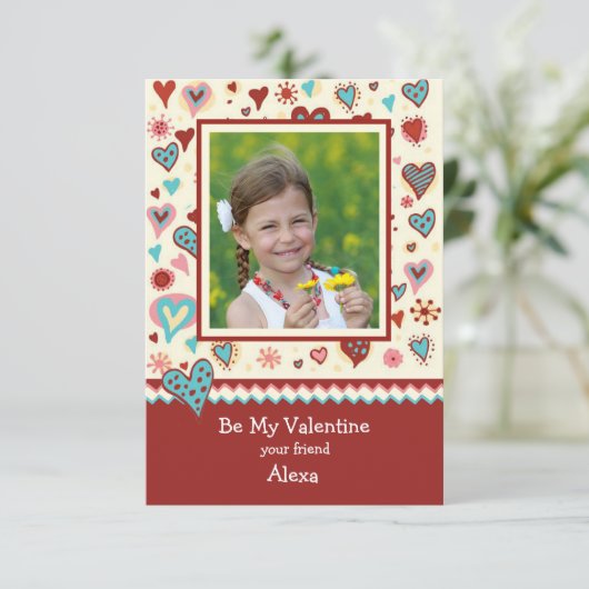 国のバレンタインの写真の教室カード 招待状 (スタンド正面)