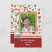 国のバレンタインの写真の教室カード 招待状 (正面/裏面)