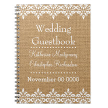 国のバーラップおよび白いダマスク織のレースの結婚式