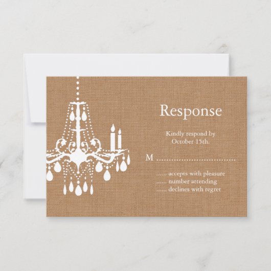 国のバーラップのシャンデリアRSVP 出欠カード (正面)