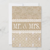 国のバーラップ、レースおよびInvitatを結婚するメーソンジャー 招待状 (正面)