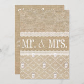 国のバーラップ、レースおよびInvitatを結婚するメーソンジャー 招待状 (正面/裏面)