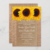 国のヒマワリのバーラップのプリントの結婚式招待状 招待状 (正面/裏面)