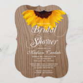 国のヒマワリの納屋の木製のブライダルシャワーの招待 招待状 (正面/裏面)