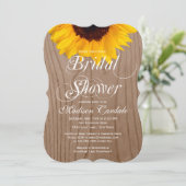 国のヒマワリの納屋の木製のブライダルシャワーの招待 招待状 (スタンド正面)