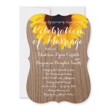 国のヒマワリの素朴な木製の結婚式招待状