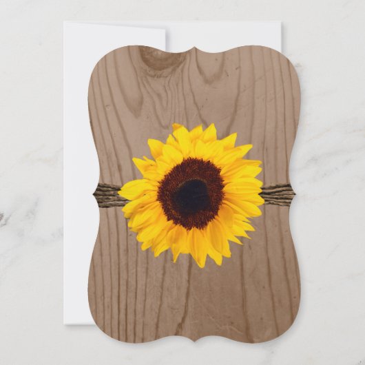 国のヒマワリの素朴な木製の結婚式招待状 招待状 (裏面)