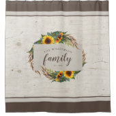 国のヒマワリ材素朴のファミリ名 シャワーカーテン (正面)