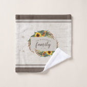 国のヒマワリ材素朴のファミリ名 バスタオルセット (ウォッシュタオル)