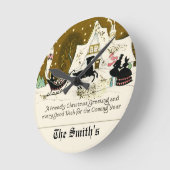 国のビクトリアンクリスマス ラウンド壁時計 (傾斜)