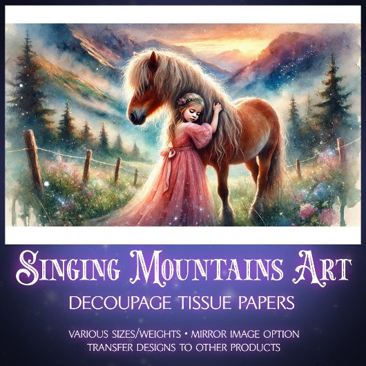 国のファンタジー馬と少女のデコページ 薄葉紙