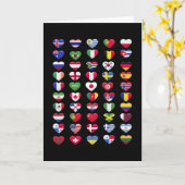 国のフラグのハート図形 カード (黄色い花)