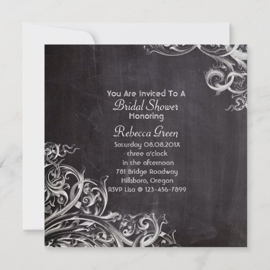 国のフランスのティーカップchalkboard茶パーティー 招待状 (裏面)