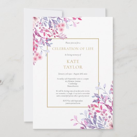 国のフローラ写真葬儀お祝いの生活 招待状 (正面)