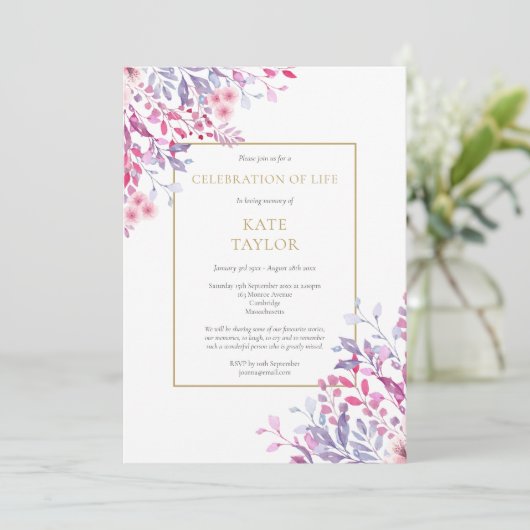 国のフローラ写真葬儀お祝いの生活 招待状 (スタンド正面)