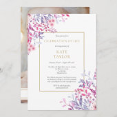 国のフローラ写真葬儀お祝いの生活 招待状 (正面/裏面)