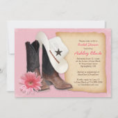 国のブライダルシャワーへの招待 | カウボーイ女性のカーボーイ 招待状 (正面)