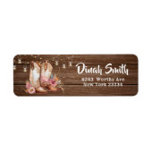 国のブート素朴女性のカーボーイ誕生日アドレス ラベル (正面)