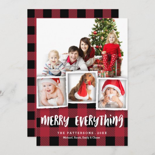 国のプレイドすべてメリーのクリスマスフォト シーズンカード (正面/裏面)