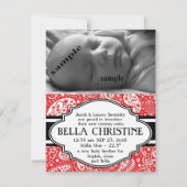 国のペイズリーの新生児の女の子の誕生の発表 案内状 (正面)