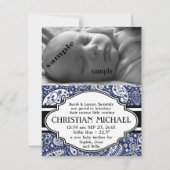 国のペイズリーの新生児の男の子の誕生の発表 案内状 (正面)