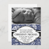 国のペイズリーの新生児の男の子の誕生の発表 案内状 (正面/裏面)