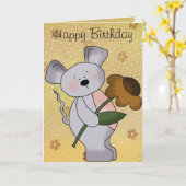 国のマウスBithday カード (黄色い花)