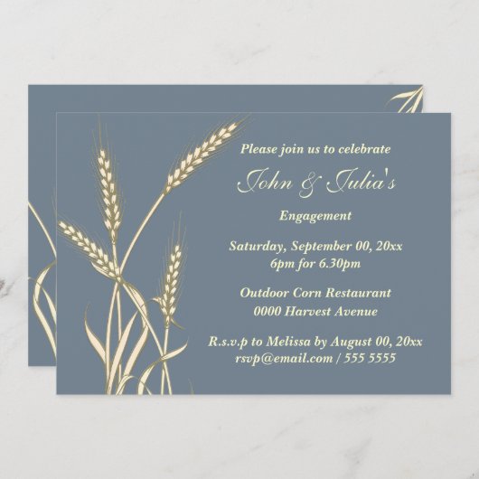 国のムギの婚約記念日のカスタム 招待状 (正面/裏面)