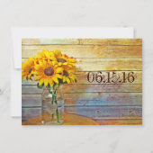 国のメーソンジャーのヒマワリの結婚式招待状 招待状 (裏面)