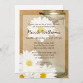 国のメーソンジャーの白いデイジーのブライダルシャワー 招待状 (正面/裏面)