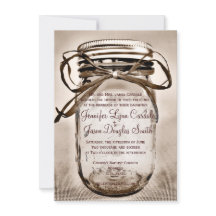 国のメーソンジャーの素朴な結婚式招待状