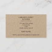 国のモダンクラフトブッチャーロゴ 名刺 (裏面)