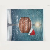 国のランタン付きのポストのクリスマスハットと雪 タペストリー (正面(横))