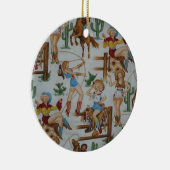 国のレトロのクリスマスの女性のカーボーイ セラミックオーナメント (右)