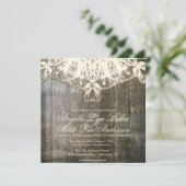 国のレースおよび木製の素朴な結婚式招待状 招待状 (スタンド正面)