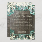 国のレースの木製の素朴なブライダルシャワーの招待 招待状 (正面/裏面)