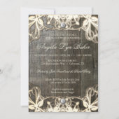 国のレースの木製の素朴なブライダルシャワーの招待 招待状 (正面)