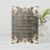 国のレースの木製の素朴なブライダルシャワーの招待 招待状 (スタンド正面)