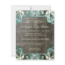 国のレースの木製の素朴なブライダルシャワーの招待