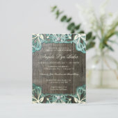 国のレースの木製の素朴なブライダルシャワーの招待 招待状 (スタンド正面)