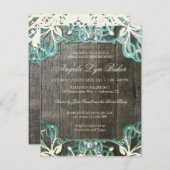 国のレースの木製の素朴なベビーシャワーの招待 招待状 (正面/裏面)